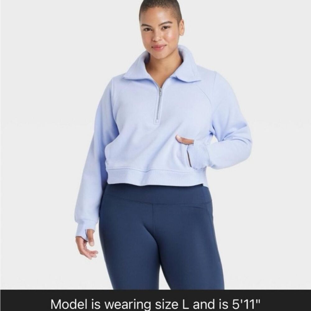 NEW All in motion blue quarter zip sweatshirt Size small Soft Cozy Athleisure